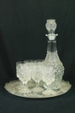 Decanter, 6 Stems, & Plate