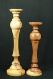 2 Wooden Candle Stick Holders
