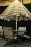 Patio Table With 4 Chairs & Umbrella On Stand