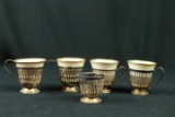 4 Sterling Silver Demitasse With Lenox Cup