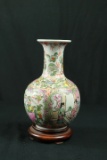 Oriental Hand Painted Vase On Stand