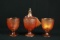 L.E. Smith Carnival Glass 2 Cups & 1 Covered Cup