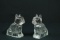 2 Antique Glass Dog Candy Holders