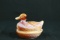 Caramel Slag Glass Duck On The Nest