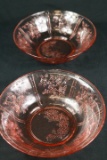 2 Pink Depression Glass Bowls