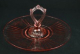Pink Depression Glass Tray With Handle