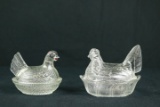 2 Glass Hen On The Nests