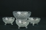 4 Pressed Glass Bowls