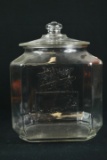 Taylor Biscuit Co. Antique Glass Jar With Glass Top