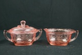 Depression Glass Sugar & Creamer