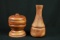 Wooden Vase & Wooden Covered Bowl