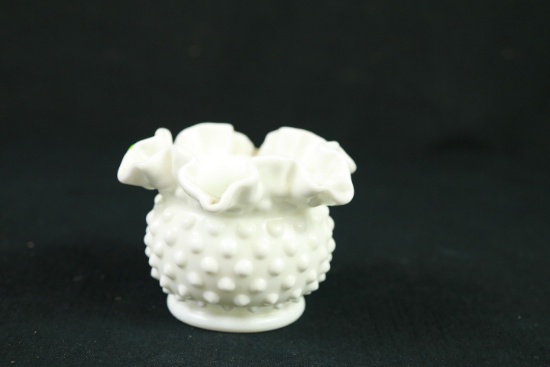 Hobnail Milk Glass Fluted Vase