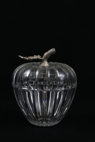 Glass Apple Covered Candy Dish