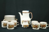 Teapot, Cream/Sugar, & Cups And Saucers