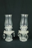 2 Glass Candle Holders With Prisms