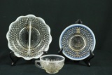 Hobnail Cup & Saucer, And Divided Tray