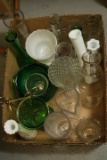 Box Of Vases & Milk Glass