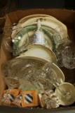 Box Of Plates, Glassware, & Candle Holders