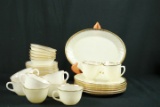 7 Fire King Cups & Saucers, 6 Plates,  6 Bowls, & Sugar/Creamer
