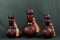3 Red Glass Decanters