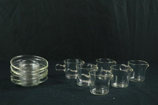 Glass Syrup Cups & Saucers