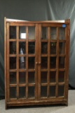 Oak Glass Door Corner Cabinet