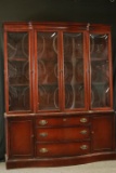 2 Part Mahogany Hutch With Glass Doors