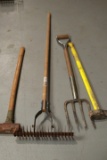 2 Sledgehammers, Potato Fork, & Rake