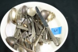 Tray & Silver Plated Flatware