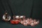 Pink Depression Glass Cups And Saucers, & Bowl