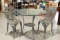 Wraught Iron Glass Top Table With 2 Chairs