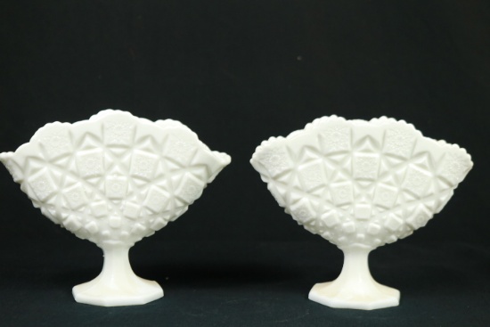 Pair Of Westmoreland Milk Glass Vases