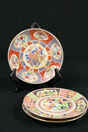 3 Hand Painted Oriental Plates