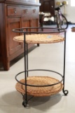 Wicker & Wraught Iron 2 Tier Stand