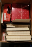 2 Boxes Of Christmas Décor, Prints, & Woodworking Books