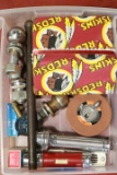 Box Of Ball Hitches, Flashlights, & Redskins Bricks