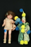 Antique Doll & Clown Doll