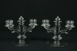 2 Glass Candleabras
