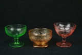 3 Pieces Of Depression Glass