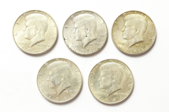 5 1964 Kennedy Halves