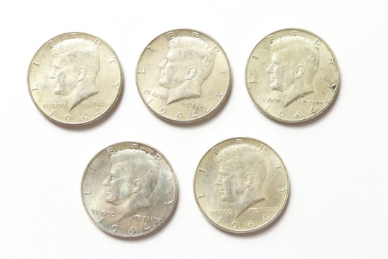 5 1964 Kennedy Halves