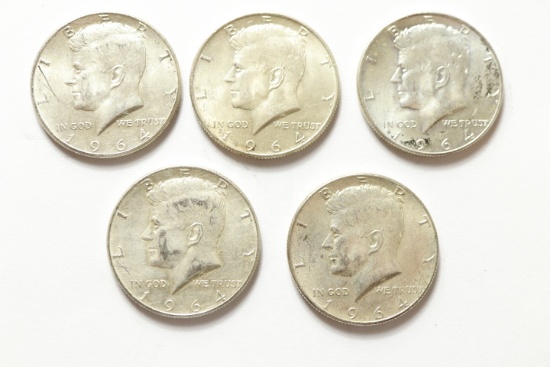 5 1964 Kennedy Halves