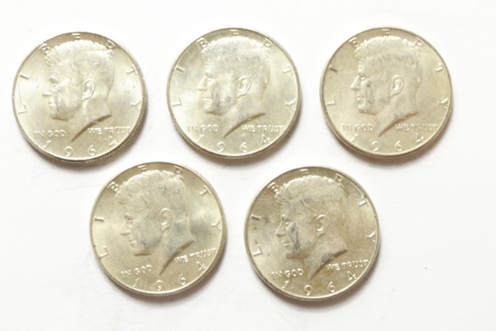 5 1964 Kennedy Halves