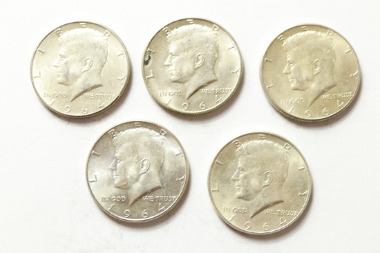 5 1964 Kennedy Halves