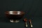 Mahogany Bowl With Sterling Silver Base & Fork/Spoon With Sterling Silver Handles