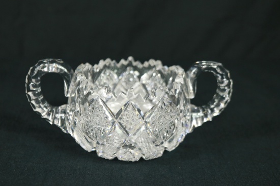 Cut Glass Double Handled Sugar Bowl