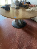 Round Wood Top Metal Base Table
