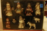 Glazed Pottery Nativity Set In Box