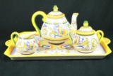 Hand Painted Canisters & Tea Set