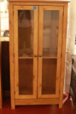 Pine Glass Door Cabinet